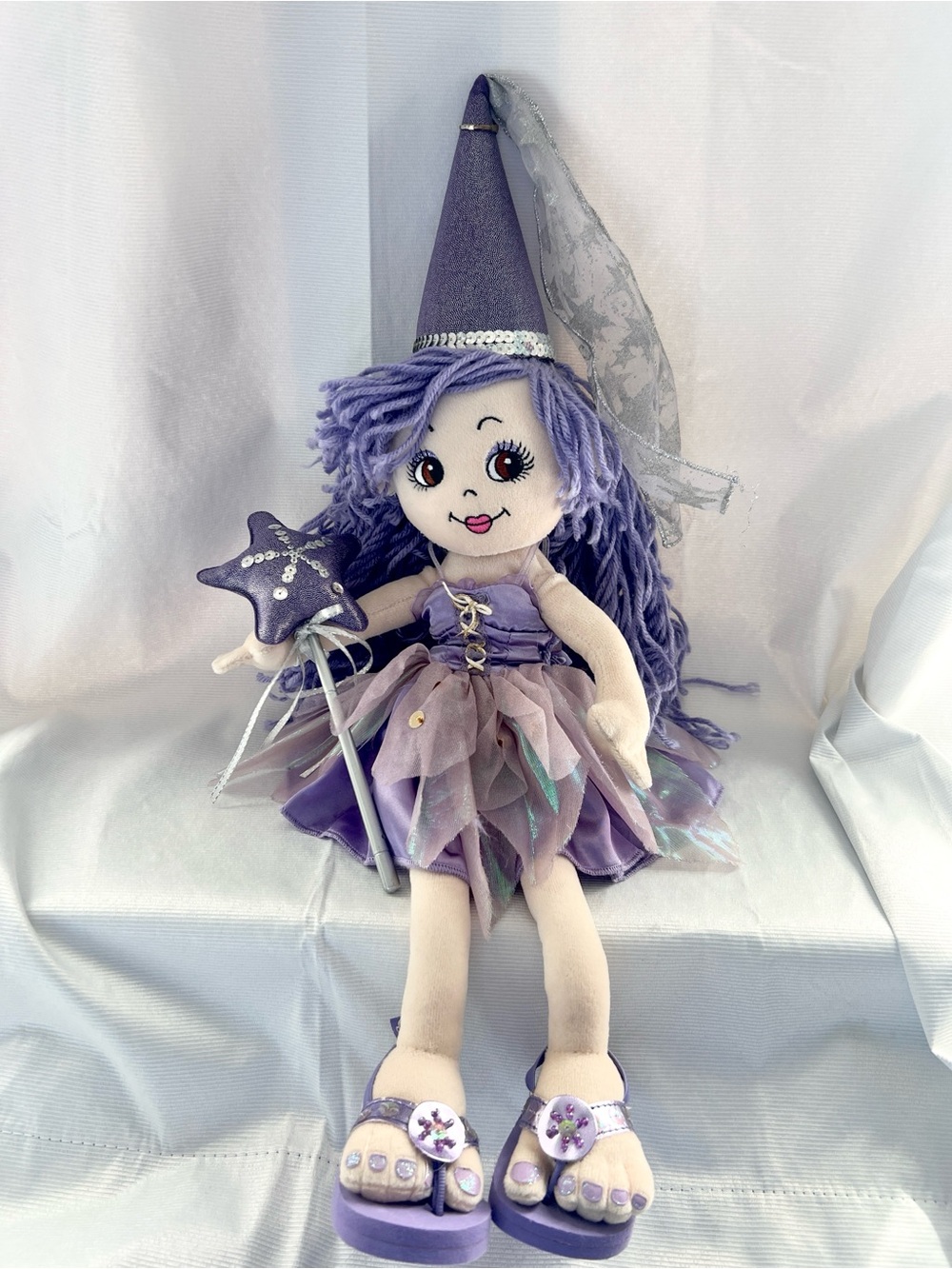 Build-A-Bear Friends 2B Made Purple Yarn Haired Plush Doll with Embroidered Face
